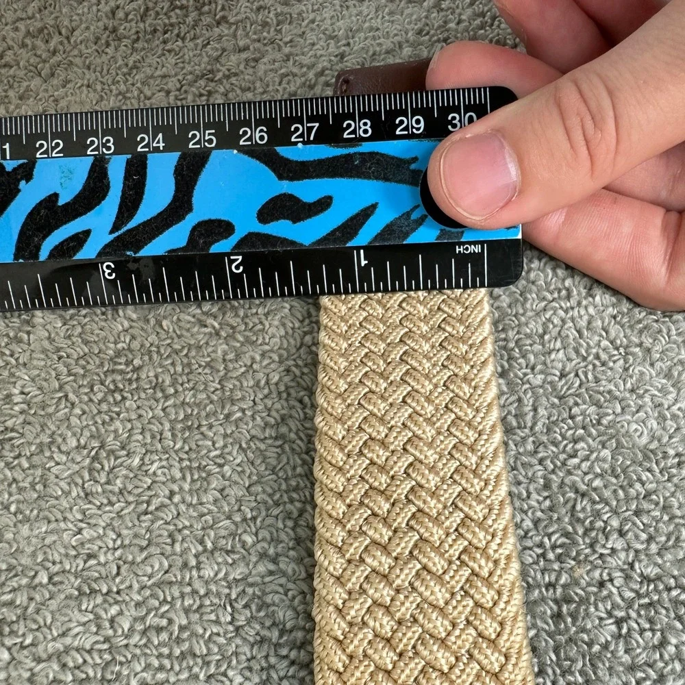Tommy Hilfiger Mens Braided Stretch Belt Tan Brown XL 42-44 FCKB Handcrafted